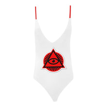 Load image into Gallery viewer, eye of providence third-eye-white Sexy Lacing Backless One-Piece Swimsuit