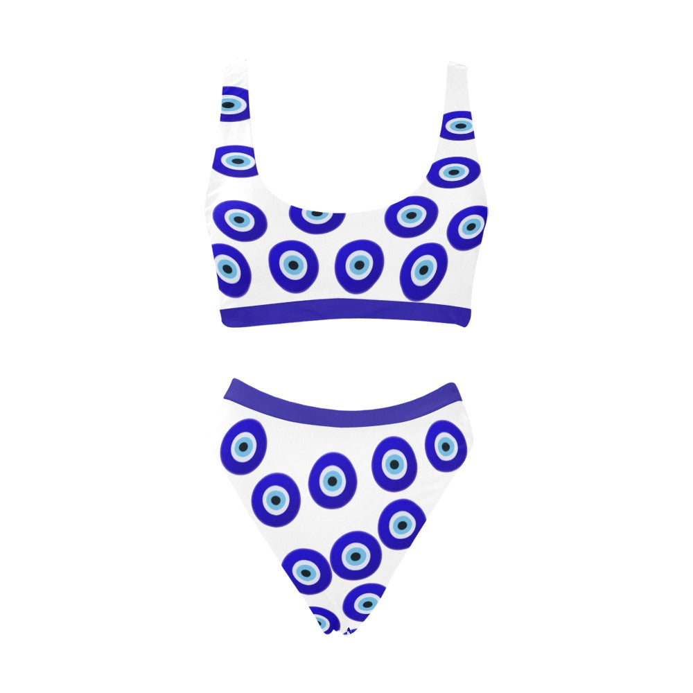 nazar amulet emoji Sport Top & High-Waisted Bikini Swimsuit